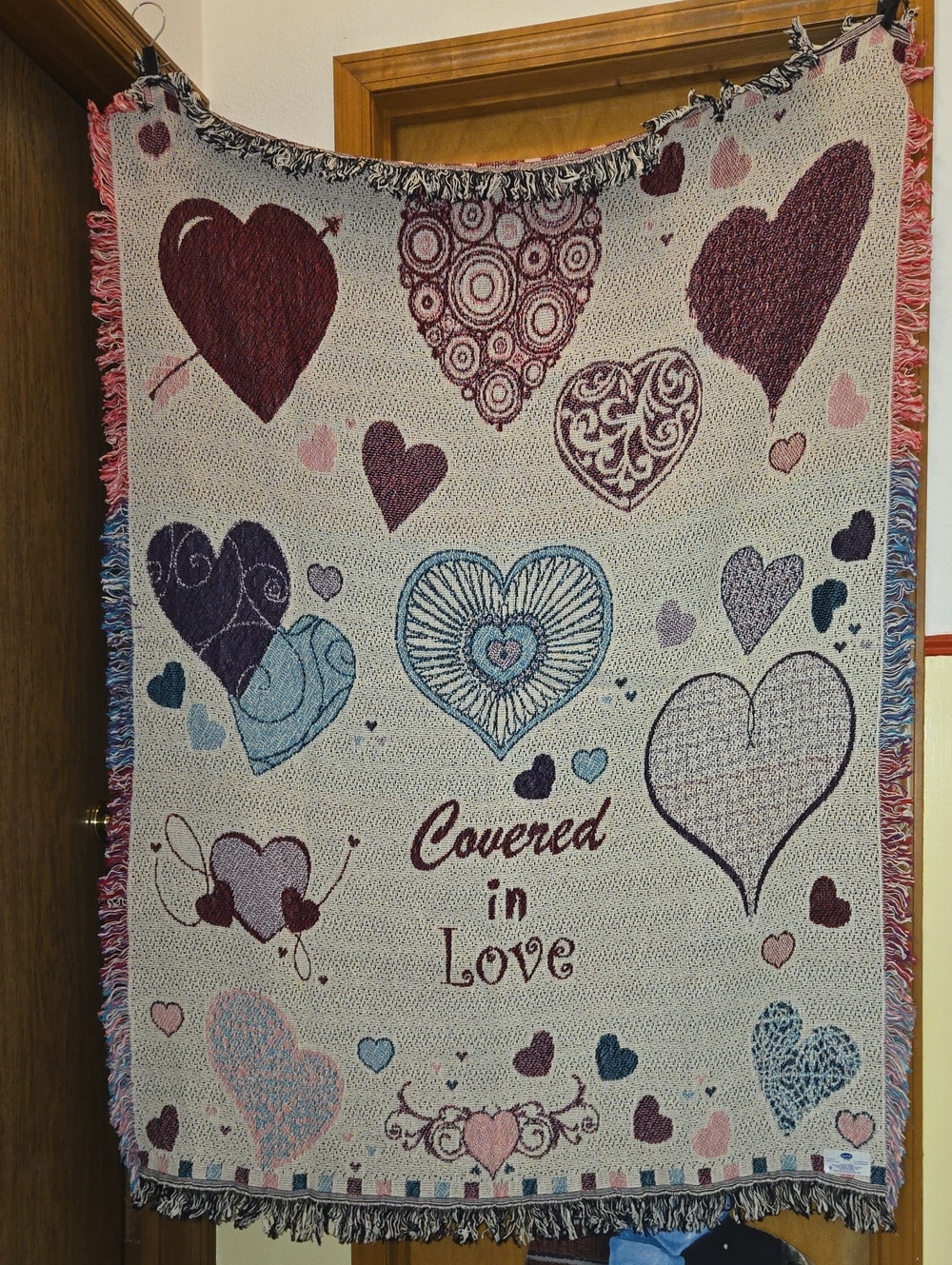Covered in Love 100% Cotton Heart Tapestry Throw Blanket